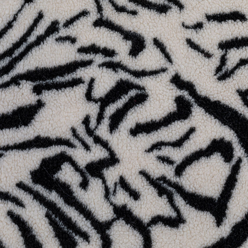 19HD0427-11 Black and white zebra jacquard faux lamb fur