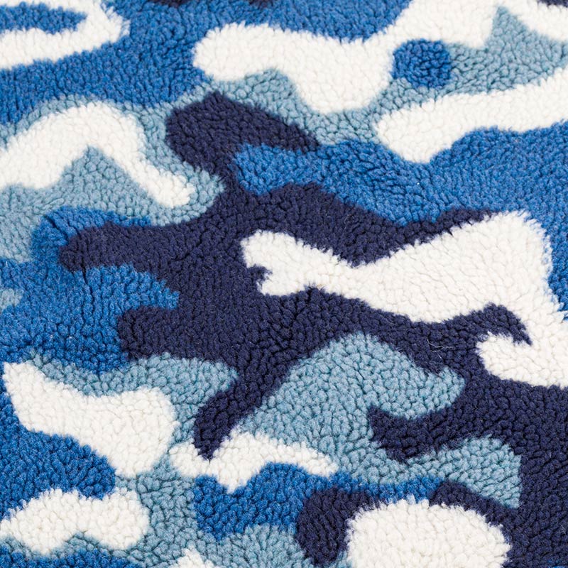 20H1215-5 Blue Camouflage Jacquard Faux Lamb Fur