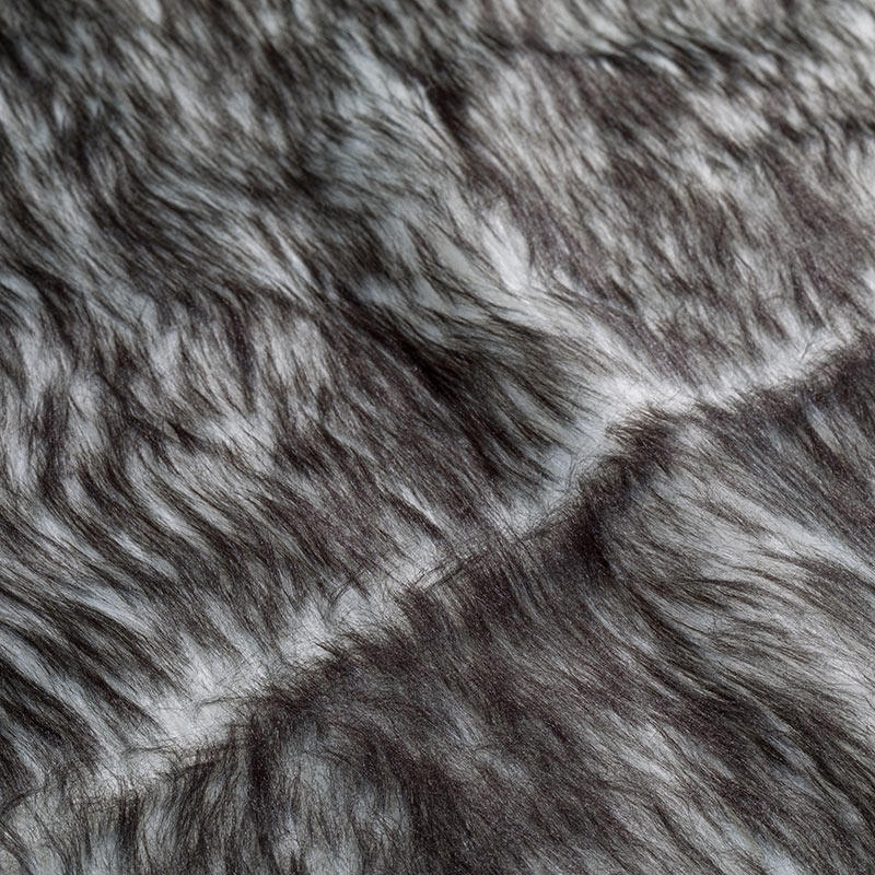 20HD1113-3B white printed and black tip-dying plush fur 