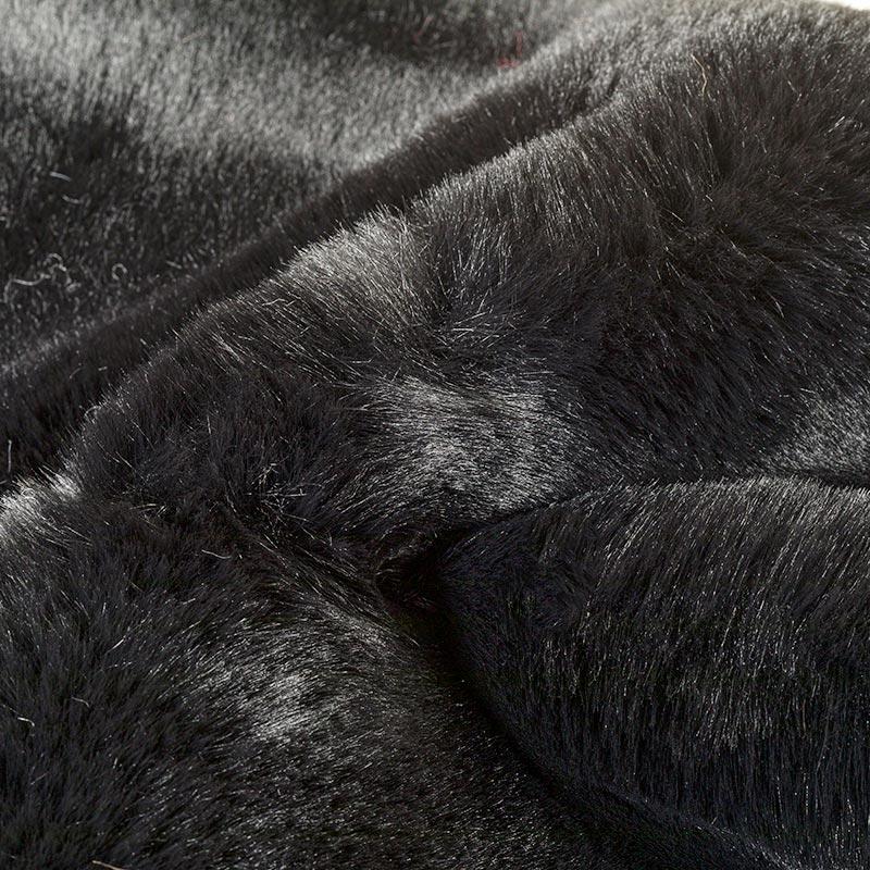 21HP0001 black rabbit fur faux high and low polyester fur