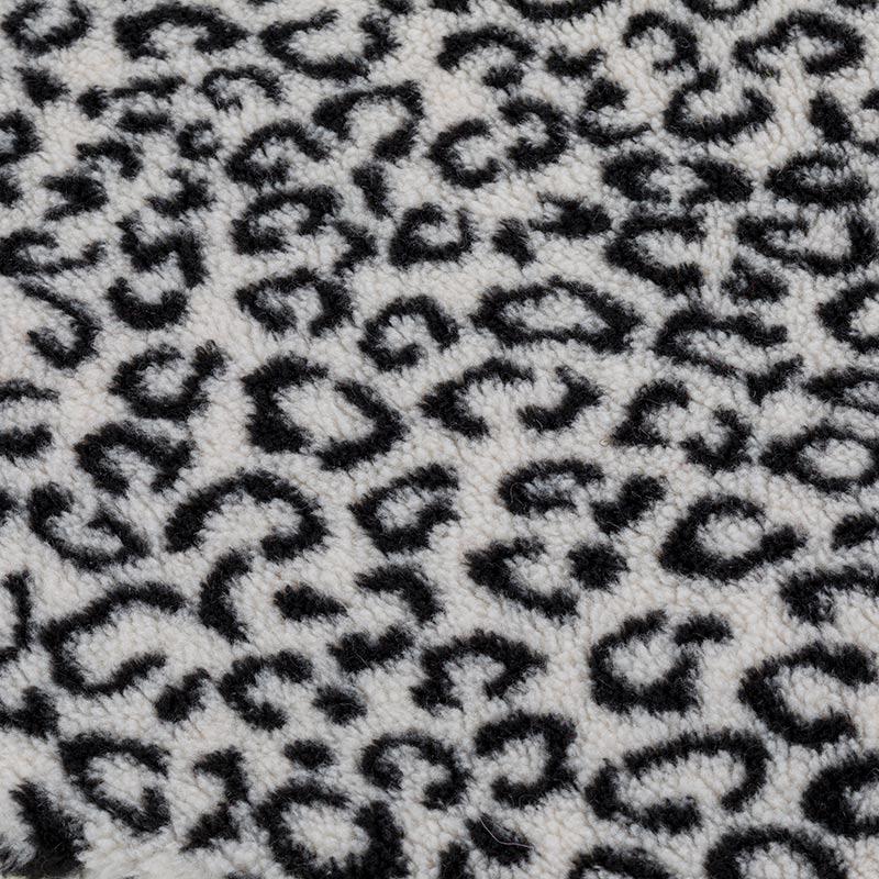 19H0427-13 Black and White Leopard Circle Jacquard Faux Lamb Fur