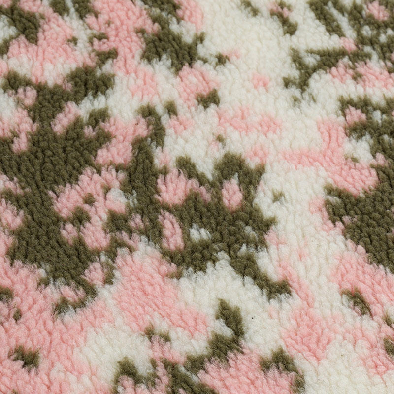 21H0617-4 pink camouflage jacquard faux lamb fur