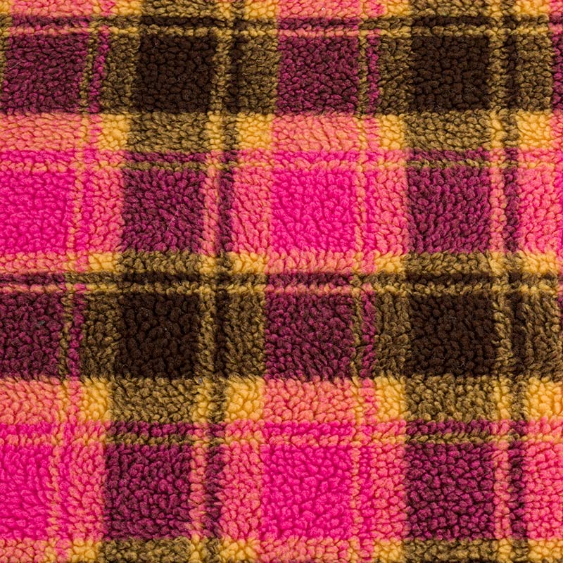 21H0619-5 tartan design fake lamb fur